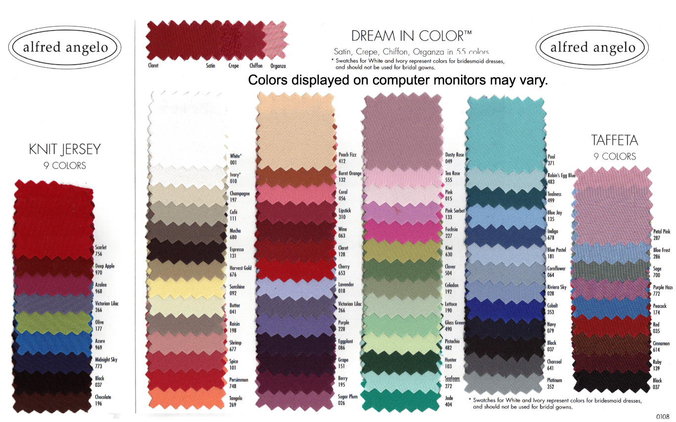 Alfred Angelo Colour Chart