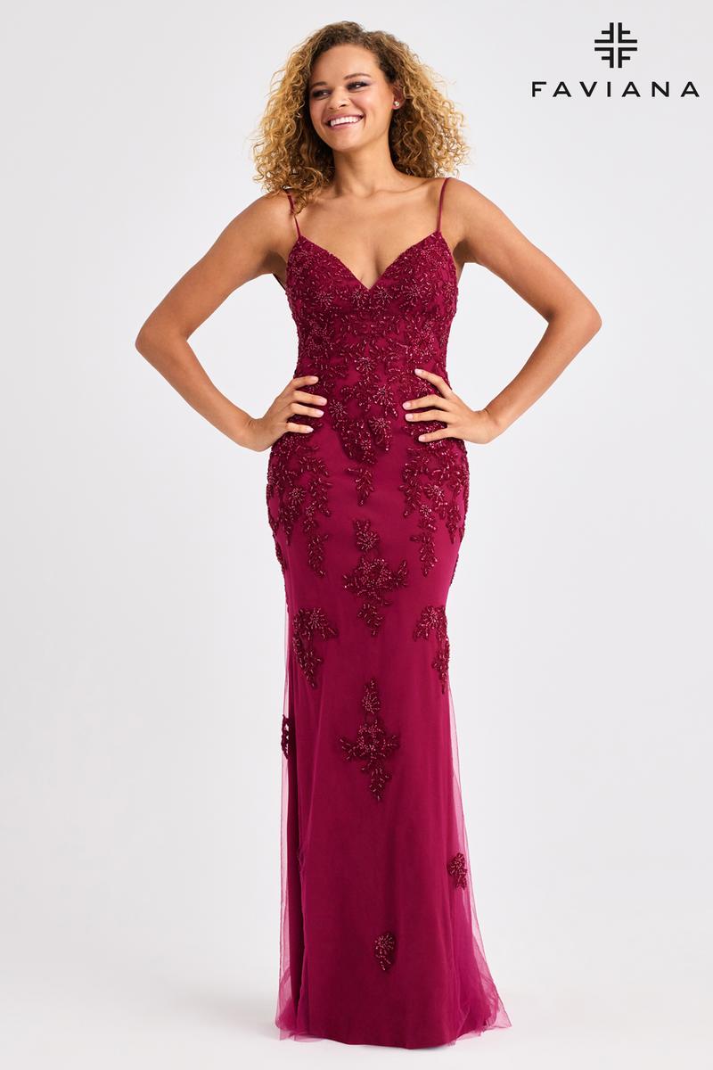 red applique prom dress Elegant Red V-Neck OverSkirt Lace Applique Prom Dresses