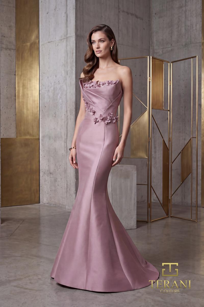 Terani 262E7072 Strapless 3D Floral Trumpet Evening Gown | Jan's